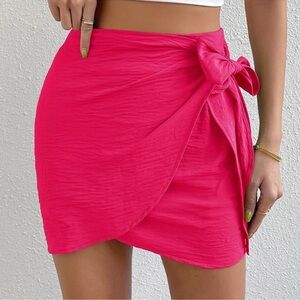 Hot Pink Bow Tie Mini Skirt XS S M L